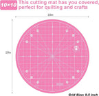 Headley Tools 10"x10" Round Rotating Cutting Mat, Self Healing Mat with 360-Degree Rotation & Anti-Slip Base, Sewing Board Cutting Mat Perfect for Fabric Quilting Leather Hobby Project, Pink