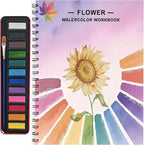 Watercolor Workbooks, Beginner Watercolor Painting Kit – 12 Colors Paint Set with Brush