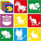 24 Pieces Stencils for Kids,Large Drawing Stencils Chalk Template,8 Inches Washable Shape Template Kit for Crafts,Painting Drawing for Kids Toddlers Preschool(Animal, 8 inch)