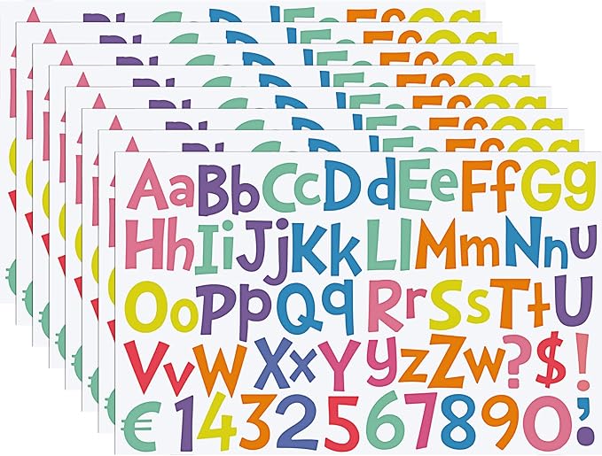 TaoBary 544 Pcs 2 Inch 16 Sheets Large Letter Stickers, Upper and Lower Case, Adhesive Vinyl Alphabet Sticker for Bulletin Board, Poster, Bottle, DIY, Notebook(Macaron Tone,2 Inch)