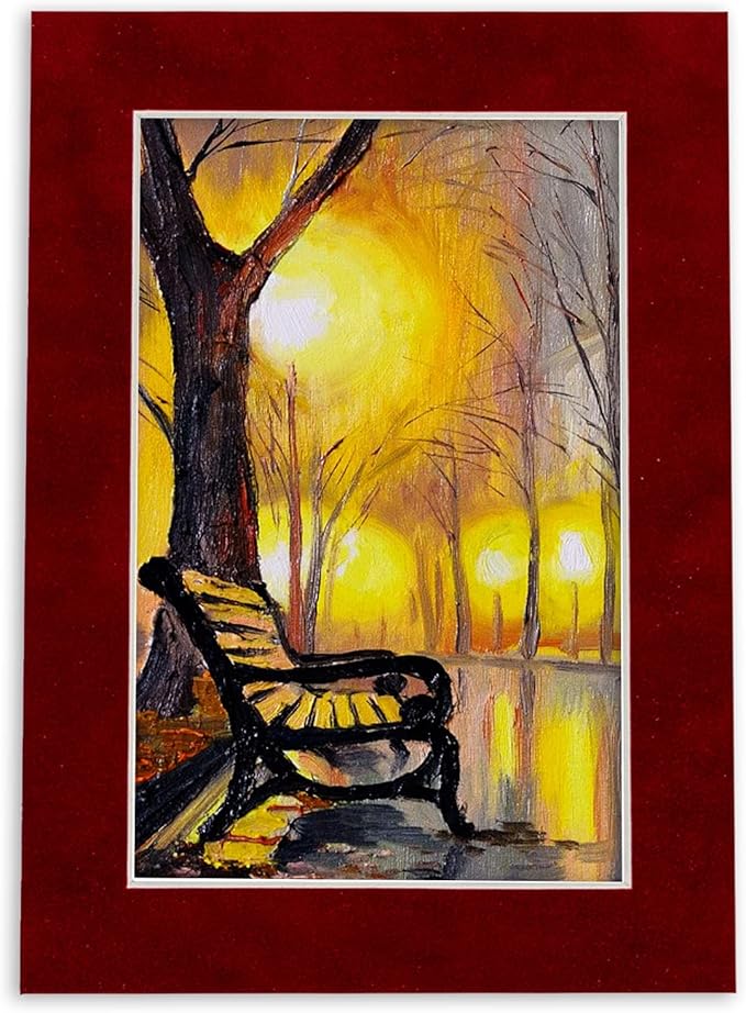 Pack of TEN 11x14 Mats Bevel Cut for 8.5x11 Photos - Acid Free Bright Red Suede Precut Matboards For Pictures, Photos, Framing - 4-ply Thickness