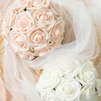 Artificial Flowers Foam Fake Roses 25pcs Mix Colors Roses with Stems for Home Decor DIY Wedding Bouquets Party Bridal Shower Centerpieces Faux Flower Arrangements Tables Decorations