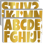 Bemeol Letter Stickers 432 Pieces 36 Sheets Bulletin Board Letters 3 Inch Classroom Alphabet Poster Board Letter for Bulletin Board Display School Decor(Gold)