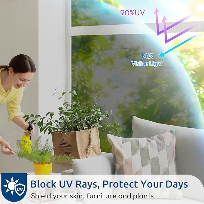 rabbitgoo Window Privacy Film One Way Window Tint for Home, Removable Reflective Heat Sun Blocking Anti UV Glass Door Covering, Mirror Tinting Film House Office, 17.5 in X 16.4 Feet, Black Silver