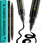 ARTISTRO 2 Black Dual-Tip Fabric Markers - Fabric Decorating Kit - Permanent for Clothes - Acrylic Paint Pens for Sneakers, Bags, Shoes, Textile, Canvas, Sewing, Craft, Laundry - Brush and Fine Tip