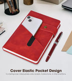 Red A5 Lined Leather Journal Notebook for Men Women,5.9" X 8.4" Personalized Hardcover Journal with Pen,200 Pages 100 Gsm Thick Ruled Paper Daily Diary for Travel,Business,Work,Writing