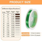 HARFINGTON 13ft Jewelry Wire, 22 Gauge (0.6mm) Brass Craft Soft Metal Tarnish Resistant Copper Beading Wire for Jewelry Making Supplies Crafting, Green