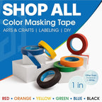 Spartan Industrial - 1" X 60 yd Black Masking Tape - 12 Colored Tape Rolls for Bundling, Labeling, and More - No Residue, 5.5 Mil