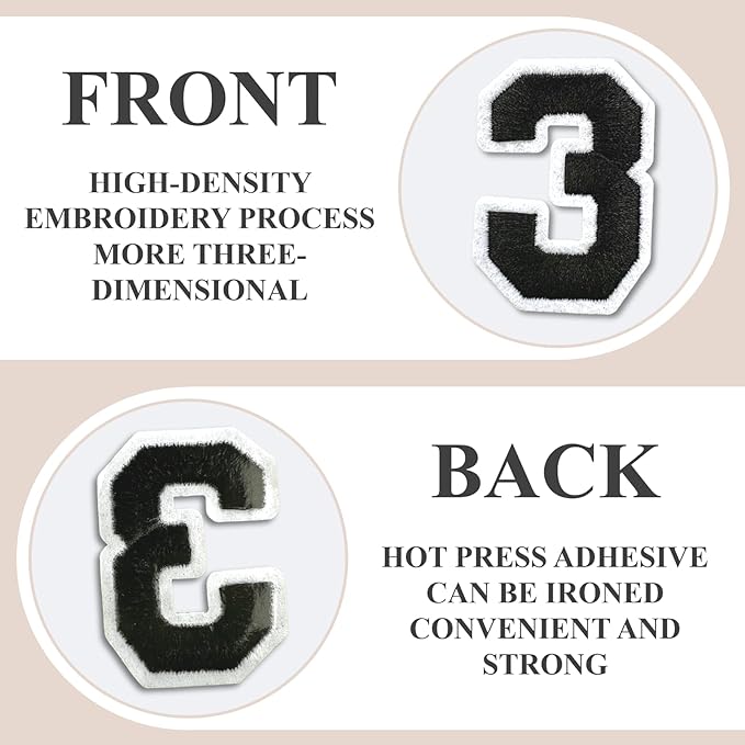 Letter and Number Iron On Patches, A-Z Alphabet and Numbers 0-9 Embroidery Applique Patch, DIY Decorative Heat Press Patches for Clothing Jeans Jackets Backpacks Hats (Black 72 Pcs)
