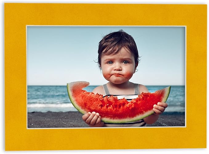 Poster Palooza 8.5x11 Mat Bevel Cut for 7x9 Photos - Acid Free Bright Yellow Precut Matboard - For Pictures, Photos, Framing - 4-ply Thickness