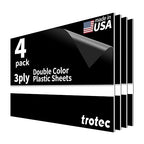 Trotec TroLase | 12"x20"x1/16", 4 Pcs | Black/White/Black | 3 Ply | Modified Acrylic | Laser Engraving Double Color Plastic Sheet | Engraving Blanks for Laser, Saw, Guillotine | Made in USA