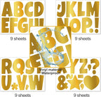Bemeol Letter Stickers 351 Pieces 4 Inch Bulletin Board Letters Alphabet Cutout Letter for Bulletin Board Display Home Classroom School Decor(Gold)