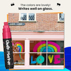 10mm Metallic Chalk Markers (10 Pack) Liquid Chalk Pens - For Blackboards, Chalkboard, Bistro Menu, Window - Wet Wipe Erasable Car Window Markers - 10mm 3-in-1 Wide Nib