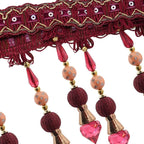 3yards Beading Fringe Trimming Long Beads Tassel Curtain Trim Ribbon Trim for Cover Edge Decorative (red)