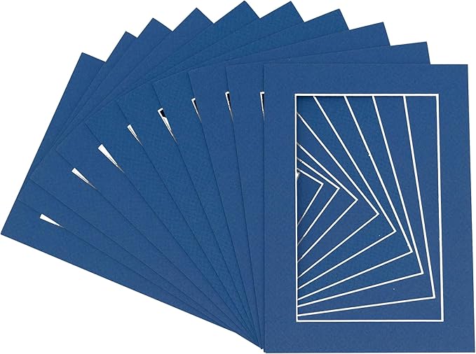 5x7 Mat for 8.5x11 Frame - Precut Mat Board Acid-Free Show Kit with Backing Board, and Clear Bags Royal Blue 5x7 Photo Matte Made to Fit a 8.5x11 Picture Frame Matboard for Framing, Pack of 25 Mats