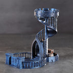 AUSPDICE Dice Rolling Tower and Tray with Spiral Stairs Perfect for Board Game, D&D Dungeons and Dragons, RPG and Pathfinder Role Playing Games (Antique Blue Color)