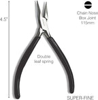 The Beadsmith Chain Nose Pliers – Extra Fine Tips – 4.5 inches (114mm) – PVC Grip Handle with Double Leaf Springs – Jewelry Making Tool for Creating Bracelets, Earrings and Necklaces