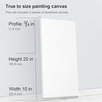 PHOENIX 10x20 Inch 3 Pack Artist Canvas - Long Rectangle Stretched Canvases for Painting - 3/4 Inch Profile, 100% Cotton 11 Oz. Gesso Primed White Blank Professional Canvas Oil & Acrylic Paints