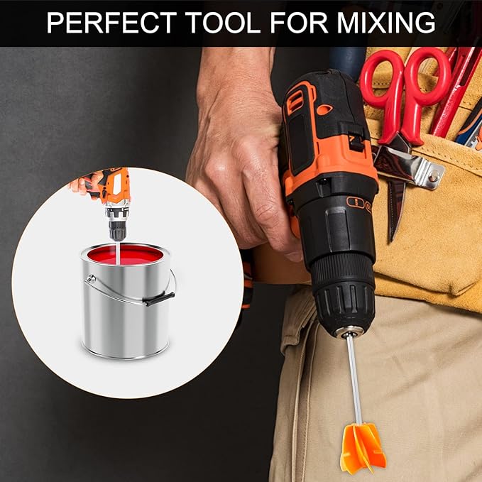 New Design Paint Mixer Drill Attachment with 1/4"Hex Shank Adapt to Quick Chuck Drill,Multipurpose Paint Stirrer for Liquids that Require Constant Stirring(Resin,Epoxy,Paint and etc.)