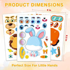Aowplc 48 Pcs Make-a-Face Sticker Sheets for Kids 12 Animal Designs for Party Favors Crafts Activities & Goodie Bag Stuffers