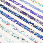 Blue Ocean Washi Tape Set 10 Rolls Bronzing Sea Decorative Masking Tapes for Scrapbooking, Bullet Journal, Planner, DIY Crafts, Gift Wrapping