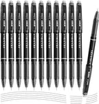 M&G Erasable Gel Pens, 12 Pcs Erasable Pen Fine Point 0.5mm, Black Erasable Gel Ink Pen with Comfort Grip and Cap, Make Mistakes Disappear for Drawing Writing Planner and Crossword Puzzles