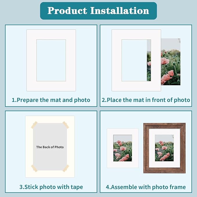 ZBEIVAN 12 Packs White and Black Colors 8x10 Picture Frame Mats for 5x7 Photos, Artworks and Prints, White Core Bevel Cut Frame Mattes