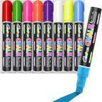Window Chalk Markers for Cars Glass Washable, 8 Colors Jumbo Liquid Chalk Marker Pens with 10mm 3 in 1 Nib Wide Tip, Chalkboard Markers Car Window Paint Pen for Auto, Mirror, Poster