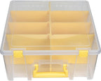 ArtBin 6990JY Super Satchel Double Deep Compartment Box - Art Storage with 8 Removable Compartments, Smart Closure for Craft Supplies (Yellow- Pack of 1)