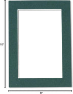Pack of TEN 8x10 Mats Bevel Cut for 6x8 Photos - Acid Free Forest Green Precut Matboards For Pictures, Photos, Framing - 4-ply Thickness