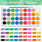 AROIC 65 Pieces Watercolor Paint Set,36 Colors Watercolor,10 Brushes,3 Refillable Water Brush Pens,16 Page Pad(8.5 * 5.5in),Profesional Watercolor Kit for Kids, Adults, Beginners