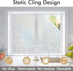 Haton Window Privacy Film, Frosted Glass Static Cling Sun Heat Blocking Window Clings, Frosting Opaque Coverings, Vinyl Removable Stickers Tint for Home Door Office, Non Adhesive 23.6" x 157.4"
