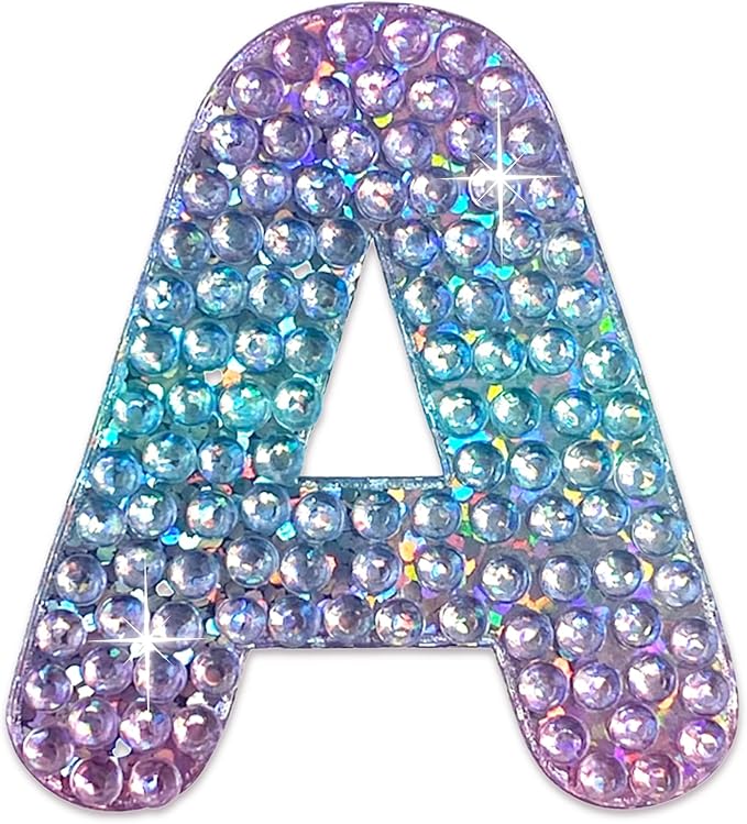 StickerBeans® Rhinestone Alphabet Letter Sticker A - Unique Sparkly Design 2” x 2” Cut-to-Shape Adhesive - Personalization, Collecting, Gifting, Scrapbooking, Decorating Laptops, Phone Cases, All Ages