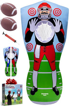 Inflatable Football Target - Double-Sided Toss Training Game with Mini Footballs - Fun Kids Throwing Football Games for Indoors, Outdoors, Birthdays, Camping, Beach - 65 Inch
