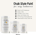 Chalky Chicks All-in-One Chalk Paint for Furniture or Cabinet - 16 Fl Oz - Matte Finish Old Lace (Off White) for Metal, Wood Furniture Paint - No Sanding All-in-One for Home Decor & Crafts, USA Made