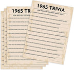 QUPT 60th Birthday Party Games, 1965 Trivia Games, Birthday Party Supplies for Adults, Fun 1965s Party Game，Pack of 30 Cards