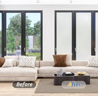 rabbitgoo Window Privacy Film, Frosted Glass Window Clings, Static Cling UV Heat Blocking Door Stickers for Home Bathroom, Removable Indoor Decal Coverings Day and Night, Pure, 11.8 x 157 Inches