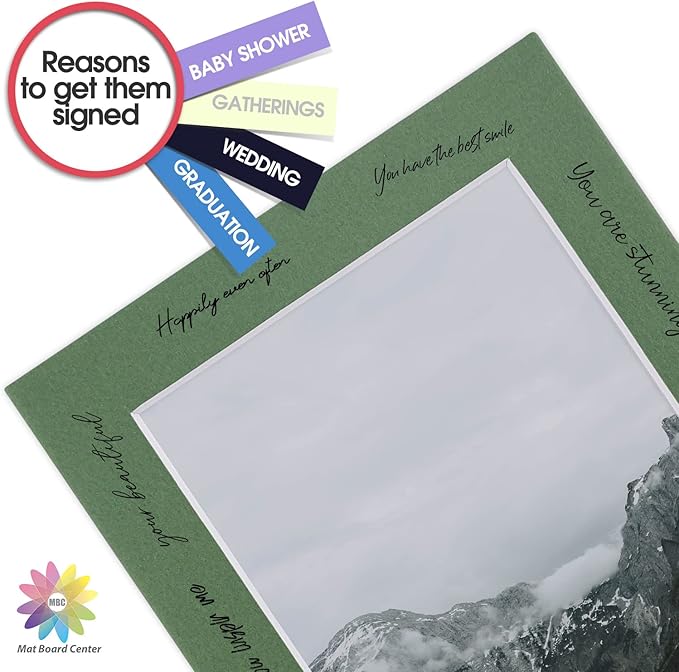 Mat Board Center, Pack of 10, 5x7 for 4x6 Rock Garden Color Mats - Bevel Cut, Acid Free, 4-ply Thickness, White Core - for Pictures, Photos, Framing