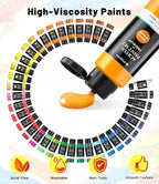 52 PCS Acrylic Paint Set with 12 Brushes, 2 Knives & Palette, 36 Colors (2oz/60ml) Art Craft Paint for Adults Kids Artists Beginners, Halloween Pumpkin Canvas Ceramic Rock Painting Kit