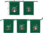 Tapleap Christmas Bags with Drawstring - 50Pcs 3x4 Green Velvet Coth for Wrapping Christmas Party Favors or Gifts for Friends, Children, Customers