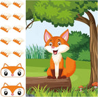 ASTARON Pin The Tail on The Fox Party Game with 30 Tail Stickers for Forest Farm Birthday Supplies Pin Game, Boys Girls Animal Party Favors Christmas Decorations