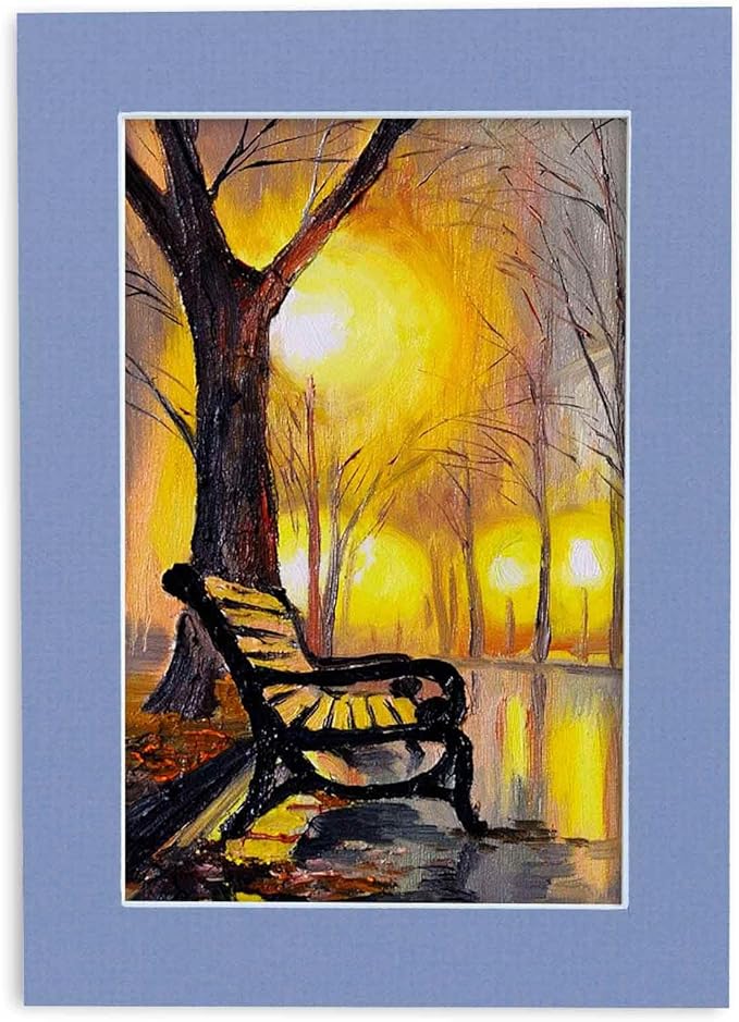 Pack of Ten 8x10 Mats Bevel Cut for 6x8 Photos - Acid Free Brittany Blue Precut Matboards for Pictures, Photos, Framing - 4-ply Thickness