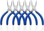 KAIHAOWIN Mini Needle Nose Pliers 5"-5 Pack KAIHAOWIN Small Long Nose Pliers with Wire Cutters, Spring Loaded Thin Needle Nose Pliers, Precision Pliers Set for Crafts/Jewelry Making/Tiny Project