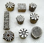 Pack of Nine Wooden Block Stamps/ Tattoo/ Indian Textile Printing Blocks