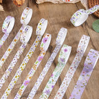 MAFELOE 2 Meters Long 12 Rolls Washi Tape Set, Decorative Adhesive Supplies for Scrapbook Journaling Junk Bullet Art Collage-Floral Print Series-Purple (HZ-3Y-SHMJ-01)