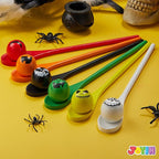 JOYIN 6 Pcs Halloween Egg and Spoon Race Game Set; Eyeballs and Spoons with Assorted Colors for Kids Adults Halloween Outdoor Fun Games, Party Favor Supplies, Classroom Activities