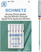 SCHMETZ Microtex Sharp Sewing Machine Needles - Quilting & Topstitching Supplies, Size 80/12, Box of 100