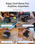 Automatic Card Shuffler and Dealer 2-in-1, 2 Deck 360° Rotating Dealing Machine for 12 Players, 4 Drawing Remotes, Rechargeable Playing Card Shuffler Machine for UNO, Poker, Phase 10