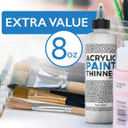 IMPRESA Acrylic Paint Thinner & Mixing Medium - 8 fl oz - Paint Thinner for Acrylic Painting – Slow-Drying Retarder & Flow Improver – Odorless, Water-Based, Non-Curdle Formula