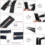 Platinum 48-Piece Metal Zipper Repair Accessories Set - DIY Sewing Kit with Zipper Head Slider, Retainer Box, Insert Pin, Top & Bottom Stoppers for 3# 5# 8# 10# Zippers